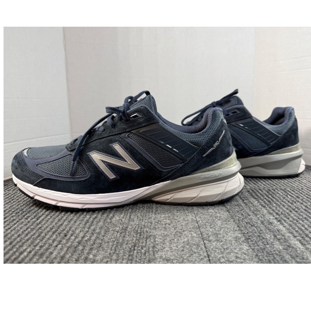 New Balance 990v5 Made in USA Navy Blue Silver Mens 15 2E Wide Sneaker New